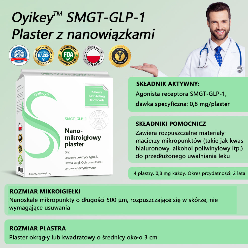 [Zobacz wyniki w ciągu 7 dni] 0yikey™ SMGT-GLP-1 Nano igłowa plastra (bezbolesny, długotrwały, leczący cukrzycę, otyłość i choroby układu krążenia)
